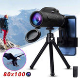 80x40 Portable Monocular Telescope – BAK4 Roof Prism, Phone Clip & Low-Light Vision