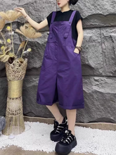 Mininmal Style Womens Cropped Overalls with Straight Loose Fit