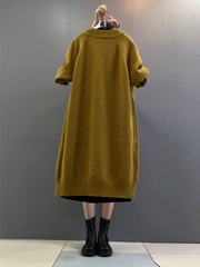 women's autumn and winter plus size long loose knitted cardigan coat