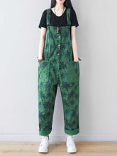 Palm Print Cotton Overalls - Adjustable Workwera | Eva Trends