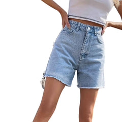 High Waist Loose Women's Denim Shorts – 12 Colors, XS to XL