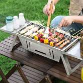 3-in-1 Foldable Charcoal Grill, Fire Pit & Slow Cooker – Portable Stainless Steel BBQ