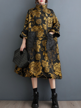 Women's Double-Layer Flower Front Pockets Midi dress