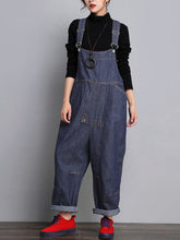 Dark Blue Denim Overalls - Buckle Strap Design