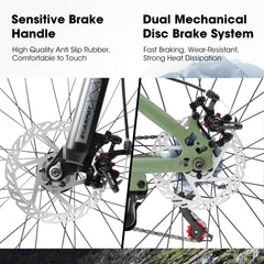 24" Teen Mountain Bike | 21-Speed, Disc Brakes, Front Suspension & Brown Edge Tires