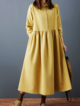 Elegant Button Down Collar Midi Dress for Women | Eva Trends
