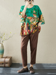 Women’s Stylish Printed Round Neck Fashionable Tops