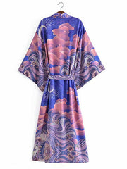 Chic Floral Belt Women's Silk Kimono | Eva Trends