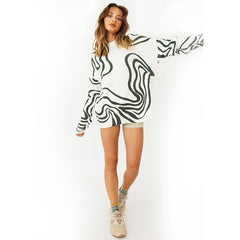 Women's Irregular Stripe Patchwork Pullover Sweater