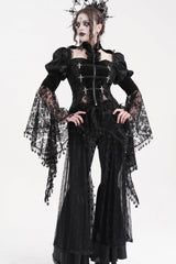 Black Long Sleeves Hollow Lace Tassels Women's Gothic Jacket