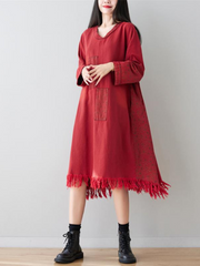 Women's Delightful Polka Dot Patch Long-Sleeved A-line Dress