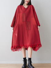 Women's Delightful Polka Dot Patch Long-Sleeved A-line Dress