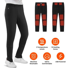 USB Heated Pants – 12 Heating Zones, 3 Heat Levels, Unisex, M–3XL