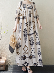 Women's Summer Beautiful Ethnic Style Printed Kaftan Dress