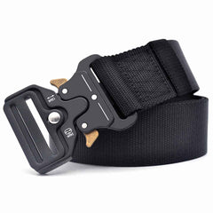 Men's Tactical Nylon Belt – Quick Release, Hole-Less Adjustable, Black