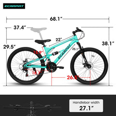 26" Adult Mountain Bike | 21-Speed, Dual Shock Absorption & Disc Brakes
