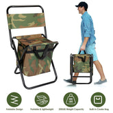 Foldable Fishing Chair with Backrest & Built-In 10L Cooler Bag