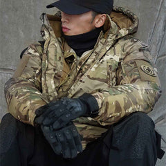Men's Waterproof CP Camouflage Hooded Puffer Jacket – Cold-Weather Hunting Jacket