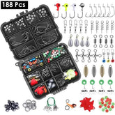 188-Piece Fishing Accessory Kit with Compact Tackle Box