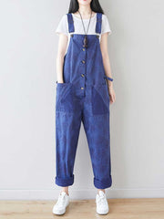 Palm Print Cotton Overalls - Adjustable Workwera | Eva Trends