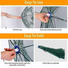 Foldable Fishing Bait Trap with 8 Entrances – Crab, Shrimp, Minnow & Crawfish