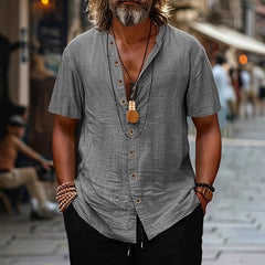 Men's Retro Button-Up Short-Sleeve Casual Shirt