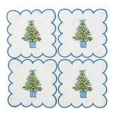 Scalloped Christmas Tree Cocktail Napkins (Set of 4)