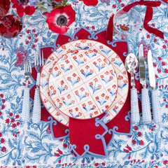 Blue & Red Floral Trellis Dinner Plates (Set of 4)