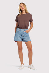 Soft Cotton Everyday T-Shirt Bodysuit | Coffee