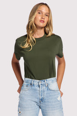 Soft Cotton Everyday T-Shirt Bodysuit | Darkest Olive