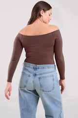 Off The Shoulder Bodysuit | Coffee