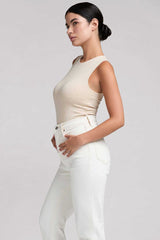 Cotton Stretch Classic Crewneck Tank Bodysuit | Heather Bone