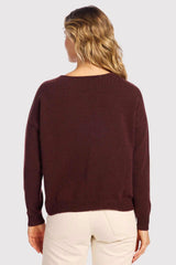 Cozy Knit V-Neck Sweater | Black Cherry