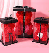 40cm PE Foam Flora San Valentin Artificial Flowers Decor Teddy Rose Bear With Box