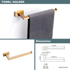 5 Piece Hotel Home Bathroom Accessories Set Brushed Gold Towel Bar/Hand Towel Holder/Hooks Bathroom Hardware Set