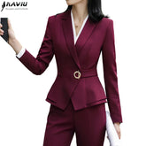High Quality Winter Suit For Women Pant Sets Formal Long Sleeve Slim Blazer and Trousers Office Ladies Work Wear