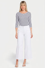 Mona Wide Leg Trouser Ankle Jeans - Optic White