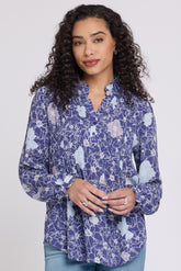 Pleated Front Tunic - Poppies at Dusk