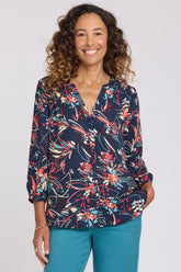 Pintuck Blouse - Blooming Potpourri