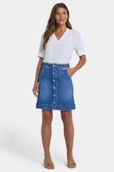 High Rise A-Line Utility Denim Skirt - Blue Paradise