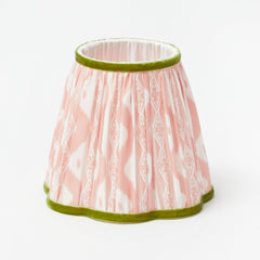 Rattan Ursula Rechargeable Lamp with Pink & Green Ikat Shade (18cm)