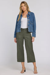 Wide Leg Cargo Capri Pants In Petite - Desert Green