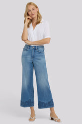 Teresa Wide Leg Ankle Jeans In Petite - Port Sea