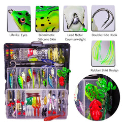 Mixed Fishing Lure Kit – Soft & Hard Baits, Minnow, VIB, Jig, Spoon, 13–182 Pieces