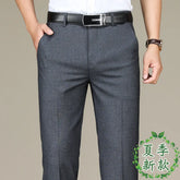 Spring Summer Suit Trousers For Men Straight flat linen Black Suit Pants Men Business Formal Dress Pants Men Big Size 28-44 46