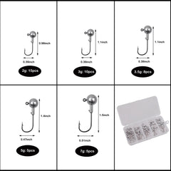 Round Ball Jig Head Hooks – High-Carbon Steel, Worm & Hard Bait Jigs, 43 to 130 Pieces