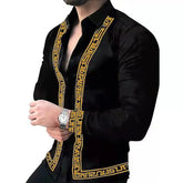 Spring And Autumn Men's Shirt Trend Fashion Digital Print Casual Slim-Fit Lapel Long Sleeve Cardigan High Quality Tops