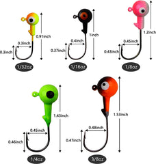 Round Ball Jig Head Hooks – High-Carbon Steel, Worm & Hard Bait Jigs, 43 to 130 Pieces