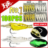 Soft Silicone Shrimp Fishing Lures with Hook – Luminous, Lifelike Action, 10 to 100 Pieces