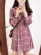2023 Spring Summer Basic Dresses Hot Women Fashion Long Sleeve Cute Preppy Style Red Plaid Shirt Dress Bow Tie Vintage Dress